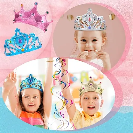 17 Pcs Princess Party Crowns Set Kids Party Supplies Tiaras Making Kit with Diamond Stickers {5}