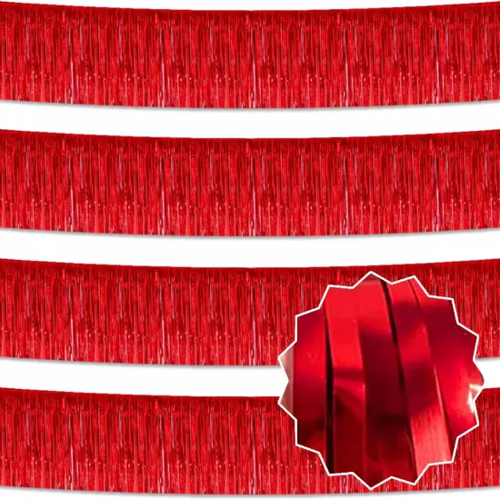 4 Pack 10 Ft Red Foil Fringe Garland, Party Decorations {1}