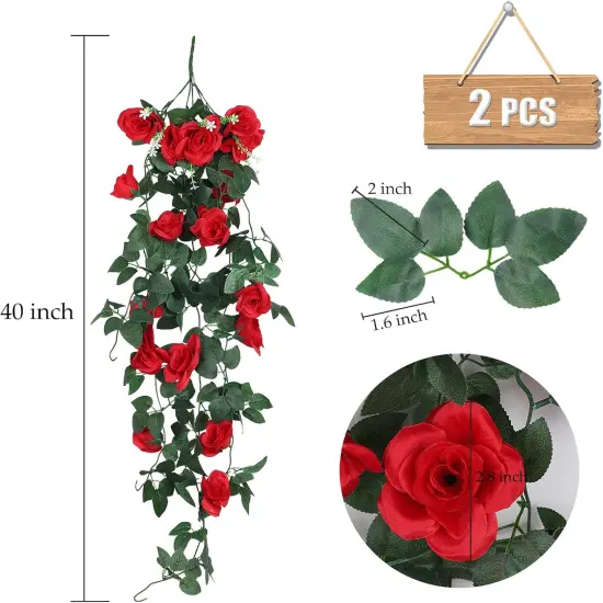 2PCS 3.3Ft Rose Vine Flower Hanging Swag Flowers Artificial Plants {2}