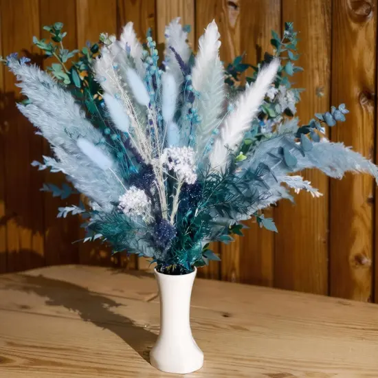 Pampas Grass Decor Dried Flowers with Blue Pampas Grass Boho Floral Arrangements {3}