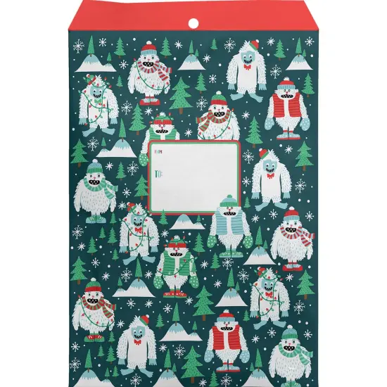 Pack/6: Yeti for the Holidays Theme Mailing Envelope - 6 x 1/2 x 9-1/2" {2}