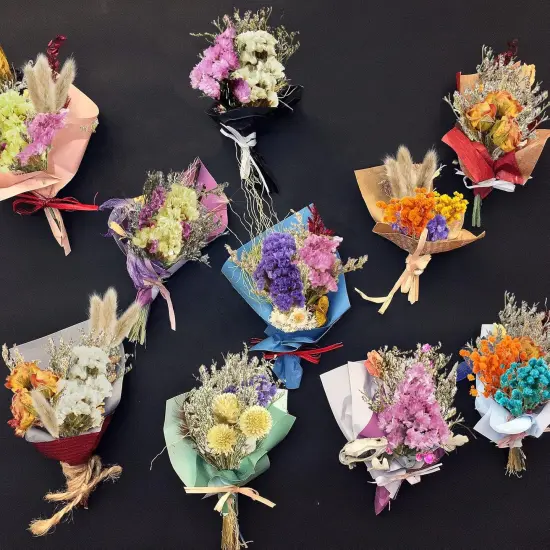 10 Pcs Mini Dried Flowers Bouquet Natural Gypsophila Don't Forget Me Dried Flowers Bouquet Plant Stem Bunch for DIY Craft Card Photo Props Vase Wedding Decor {3}