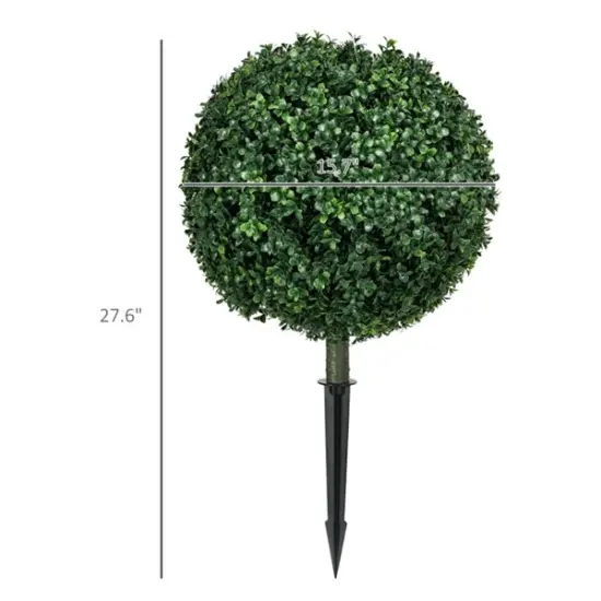 Set of Realistic Round Boxwood Trees &ndash; Faux Topiary for Indoor & Outdoor Decor {2}