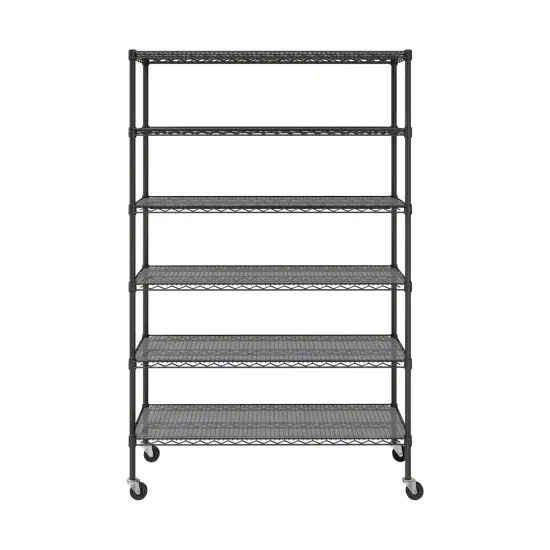 Seville Classics UltraDurable 6-Tier NSF Steel Shelving with Shelf Liners, 48" W x 18" D x 75.5" H Graphite {3}