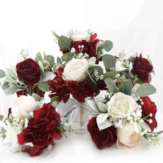 Set of 6 Artificial Flowers Bridesmaids Bouquets {3}