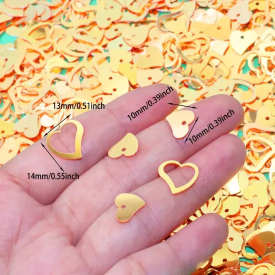 1200Pcs Love Heart Shaped Confetti, Table Wedding Decoration, Glitter Confetti for Wedding Party (Glitter Orange) {3}