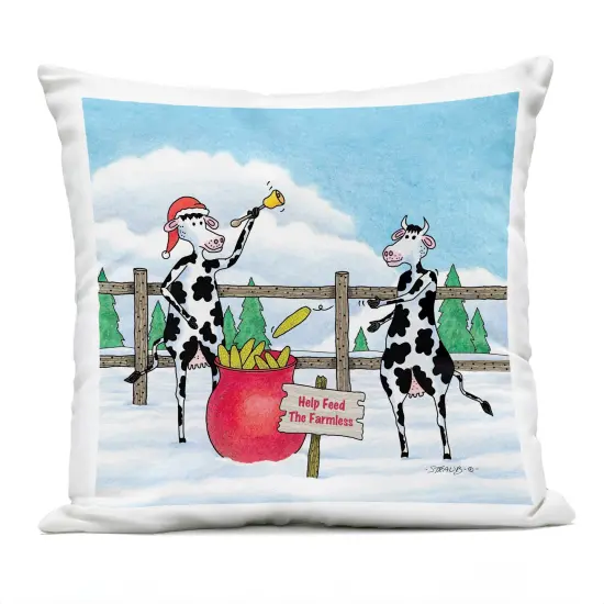 Stupell Industries Feed The Farmless Funny Cows Outdoor Printed Pillow design by Roger Straub, 18 x 7 x 18 {1}