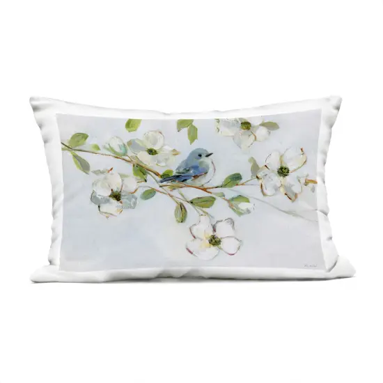 Stupell Industries Bird Perched on Dogwood Outdoor Printed Pillow design by Sally Swatland, 14 x 7 x 20 {1}