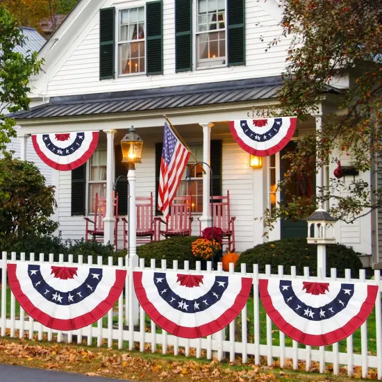 3x6 Ft American Bunting Flags with Grommets&Zip Ties, 4th Fourth of July Decorations Outdoor USA Patriotic Pleated Fan Banner, Red White and Blue Decor for Memorial Veterans Day(Set of 4) {5}