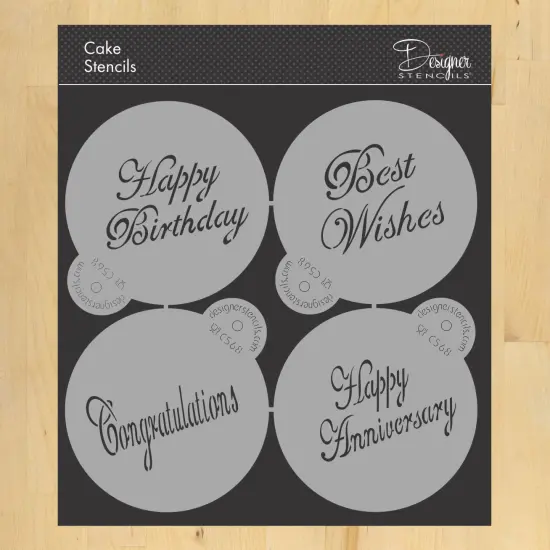 Script Celebration Cookie Stencil Set | C568 by Designer Stencils | Cookie Decorating Tools | {1}