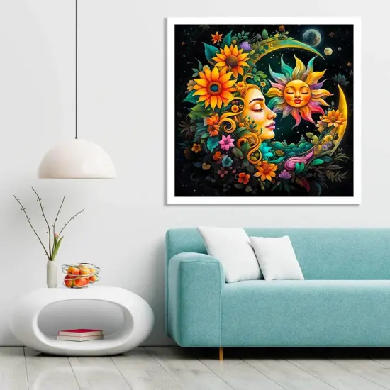 Sun and Moon Diamond Art Painting Kits for Adults - Round Full Drill Diamond Dots Paintings for Beginners, 5D Paint with Diamonds Pictures Gem Art Painting Kits DIY Crafts Project Kits 14x14inch {2}