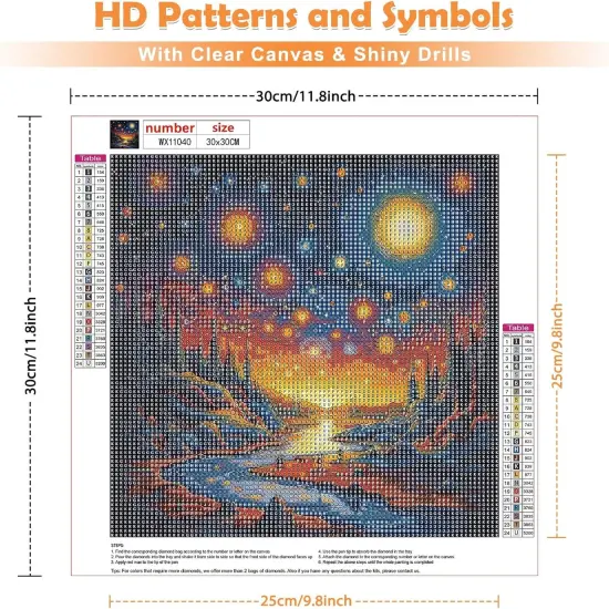 Abstract Landscape Diamond Art Kits, Starry Sky Diamond Painting Kits for Adults Beginners, DIY 5D Diamond Dots Kits Gem Painting for Home Wall Art Decor 12x12 inch {2}