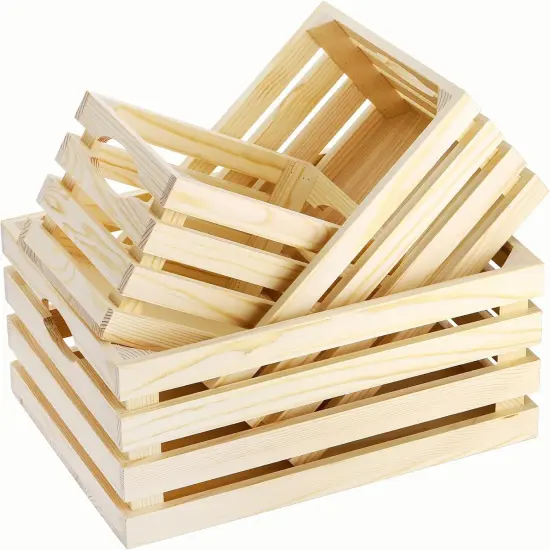 3 Pack Wooden Nesting Crates with Handles {1}