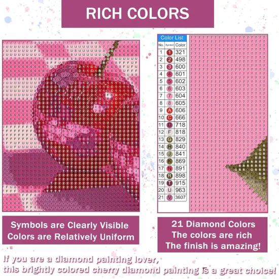 Diamond Art Kits for Adults,Cherry Diamond Art Diamond Painting Kit,5D Diamond Painting DIY Full Drill Diamond Dots Diamond Painting with Tools,Gem Craft for Home Wall Decor Gift-12x16in {3}
