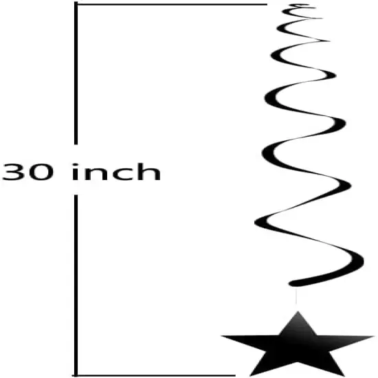 Gold Silver Black Star Hanging Swirl Decorations {2}
