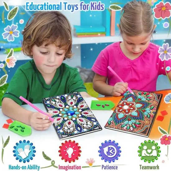 Craft Kits for Kids Age 6-8-9-10, Presents for 5 7 11 12 Year Old Girls Notebook Diamond Art Painting Kit Arts and Crafts for Kids Toys for 5-10 Year Old Girl Gifts Diary (2 pcs) {5}