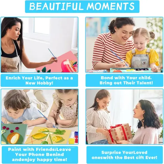 4 Pack Fruits Paint by Numbers Kit for Adults Framed,Easy Acrylic Art Number Painting for Adults Beginners,DIY Adults Paint by Numbers Kit on Canvas for Home Wall Decor,7.8x7.8Inch. {5}