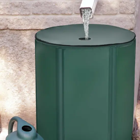 53 Gallon Green Portable Collapsible Rain Barrel Water Collector Perfect for Watering Plants or Lawns {6}