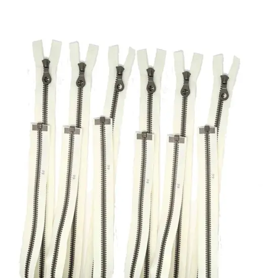 Zipper &ndash; Off White Plastic Molded 25" Open Bottom Separating with Brown Teeth {2}