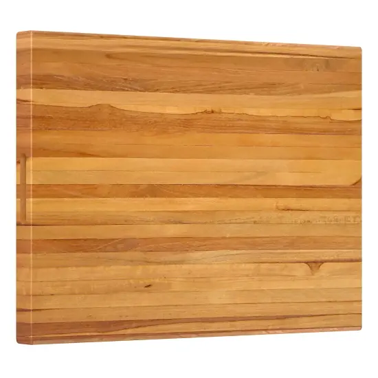 Teak Wood Cutting Board Extra Large Edge Grain Butcher Block with Handles, Reversible Design, Pre-Treated {1}