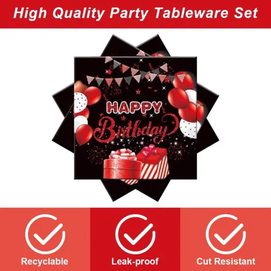 40 Pcs Black Red Birthday Party Supplies - Theme Plates & Napkins Baby Shower Decorations {3}