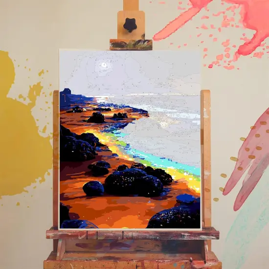 Beach Paint by Numbers for Adults - Landscapes Paint by Number on Canvas Without Frame, DIY Scenery Oil Painting for Gift Home Wall Decor (16x20 inch) {2}