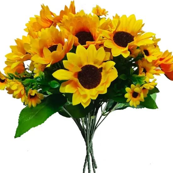 52 Heads Summer Floral Arrangement Sunflowers Artificial Flowers Bulk, Outdoor Fake Sunflowers with Daisy Mums Silk Flowers for Indoor, Home, Kitchen, Window, Porch Hanging Planter {1}