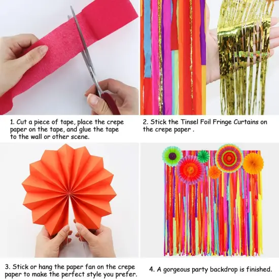 Mexican Fiesta Theme Party with Fiesta Paper Fans, Mexican Fiesta Cinco De Mayo Party Decorations Streamer for Taco Party Wedding Bridal Baby Shower Birthday Supplies {3}