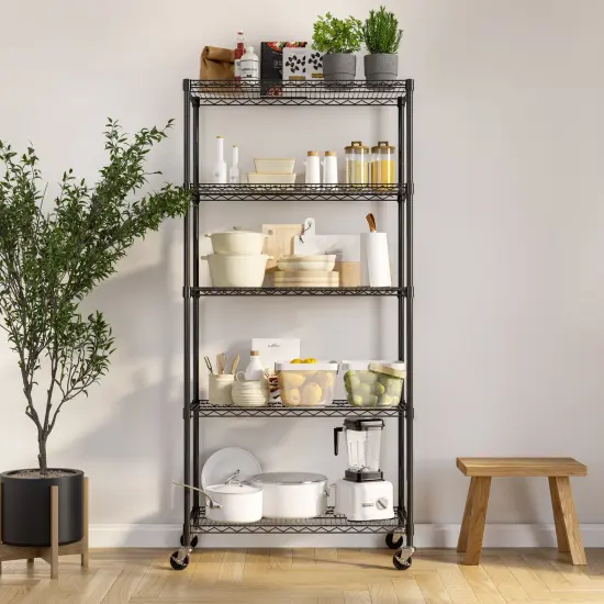 Seville Classics 5-Tier NSF Steel Wire Shelving Unit, 36" W x 14" D x 75.5" H Silver {4}