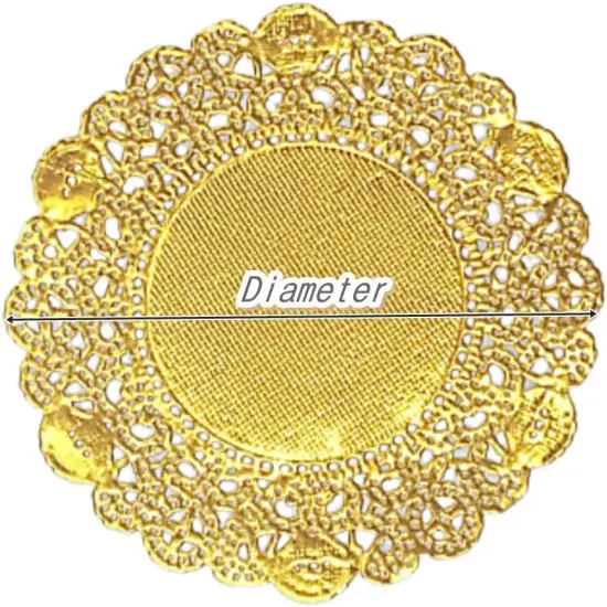 250pcs Premium 3.5inch Foil Round Lace Paper doilies - Non-Dust, Clean Cut, Simple Design : Party/Gift/for Cake Crafts/Home Decor Weddings Table Settings Placemats (Round - 3.5", Gold) {2}