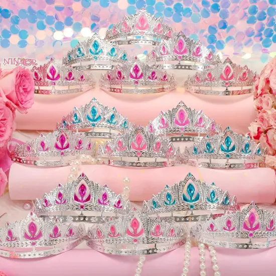 Princess Crown Party Favors, 16Pcs Princess Dress Up Tiaras for Birthday Girl Cosplay Accessories {2}
