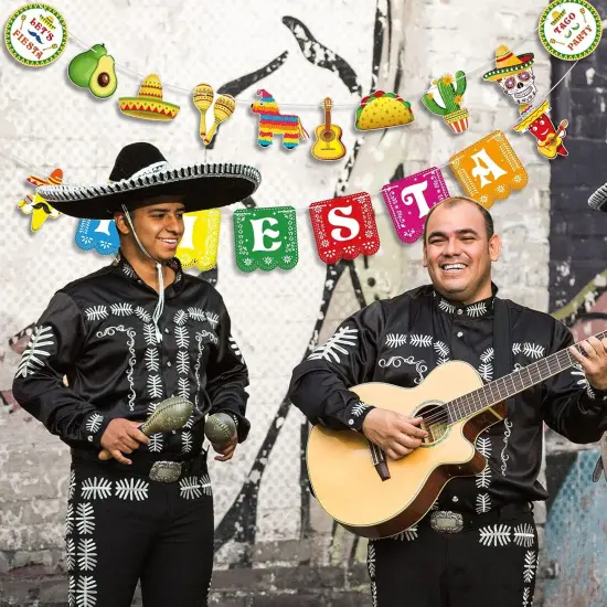 Cinco De Mayo Banner Mexican Party Supplies Sign Banner Garland Fiesta Party Decoration Day of The Dead Backdrops Ceiling Hanging Card Tissue Decorations for Mexican Festival Tacol Theme Birthday {3}