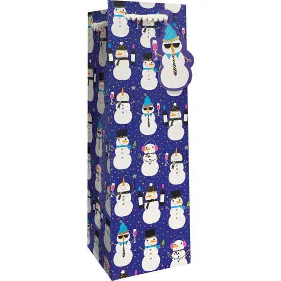 Pack/6: Snowman Party Wine Bag - 4-1/2 x 4-1/2 x 14" {1}