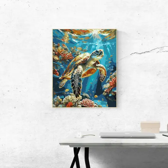 Painting by Numbers for Adults Number Oil Painting Kit Paint by Numbers Kit Beginner Turtle DIY Painting Kits for Adults Without Frame Paint by Number On Canvas for Gift Home Wall Decor {4}