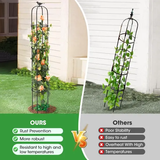 Tower Obelisk Garden Trellis for Climbing Plant - 73.6inch {4}