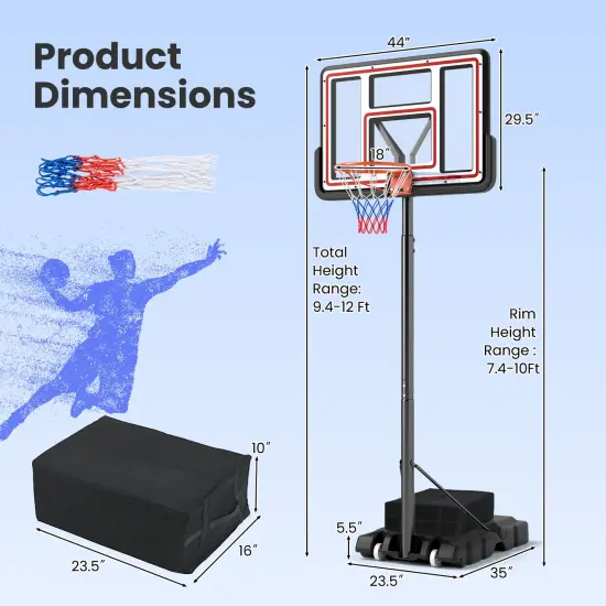 Portable Adjustable Basketball Hoop &ndash; 7.4-10ft Height {4}
