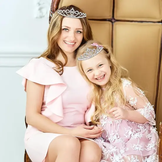 12PCS Tiaras Silver Metal Sparkly Glitter Rhinestone Crown Headbands Wedding Prom Birthday Party Princess Hair Tiaras Clasps Accessories for Brides Kids Girls Teens Women {4}