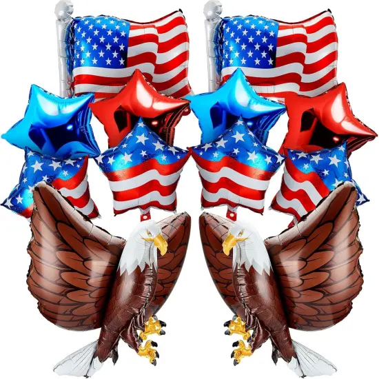 12 Pcs Patriotic Eagle Balloon USA Red White and Blue Elections Party Decorations Large Eagle Foil Balloons Star American Flag decor for Veterans Day Birthday Party {1}