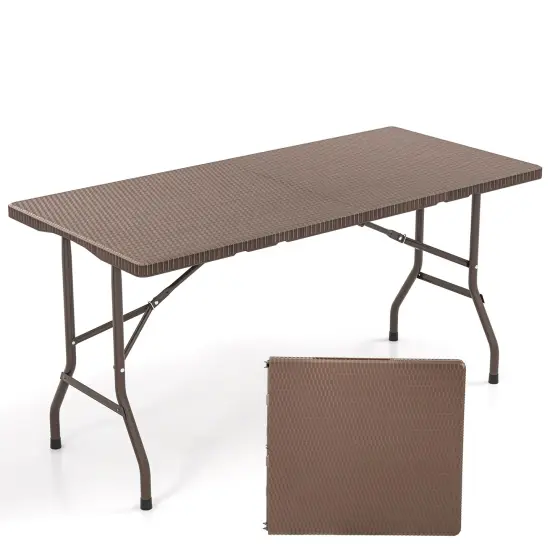 Coffee HDPE Outdoor Dining Table with Metal Frame {1}