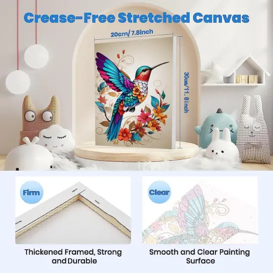 Paint by Numbers Kit for Adults - 2 Pack Hummingbird Adults' Paint-by-Number Kits - Acrylic Easy Paint by Numbers framed - Adult Paint by Number Kits on Canvas Arts and Crafts for Adults 8x12inch {4}