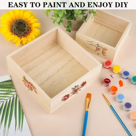 8 Pieces Unfinished Wooden Craft Box in 4 Sizes {5}