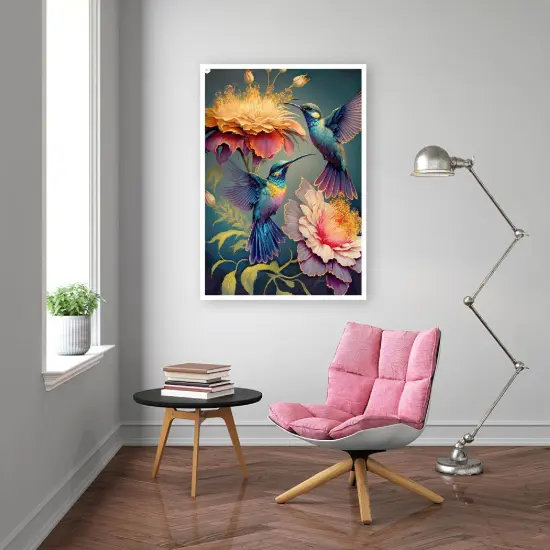 Diamond Art Kits for Adults - Hummingbird Flower Diamond Painting Kits DIY 5D Full Drill Diamond Dots Paintings with Diamonds Gem Art and Crafts for Home Decor 12x16 Inch {4}