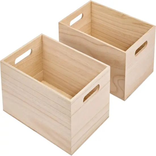 2 Pack Unfinished Wooden Crates Box {2}