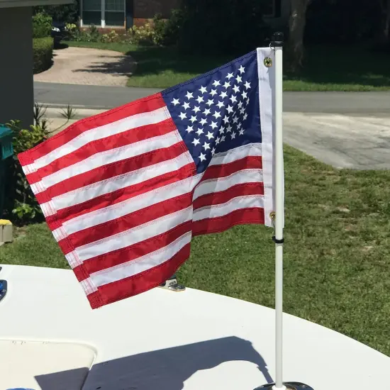 American Flag 16x24 Inches Made in USA, Embroidered Small American Flag for Boat ATV, Double Sided US Boat Flags for Outside with 2 Brass Grommets and 4 Stitching Rows Boat Cabin Decoration {3}