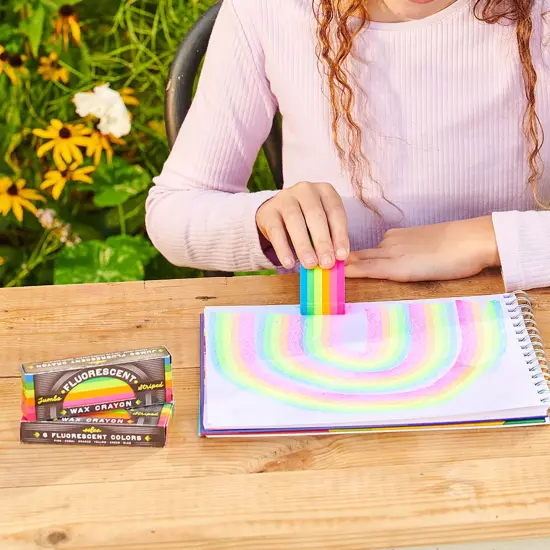 eeBoo: Jumbo Wax Crayon: Rainbow Fluorescent &ndash; 6 Vibrant Colors in One Chunky Crayon, 4" x 1.5" x 0.625" Block, Art & Coloring Supplies, Kids Ages 3+ {4}