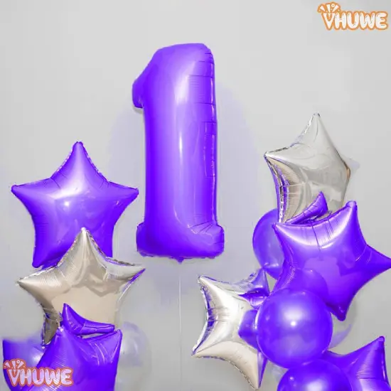 10 Pcs Purple Star Shaped Mylar Helium Foil Metallic Balloon(Purple Star Balloons) {6}