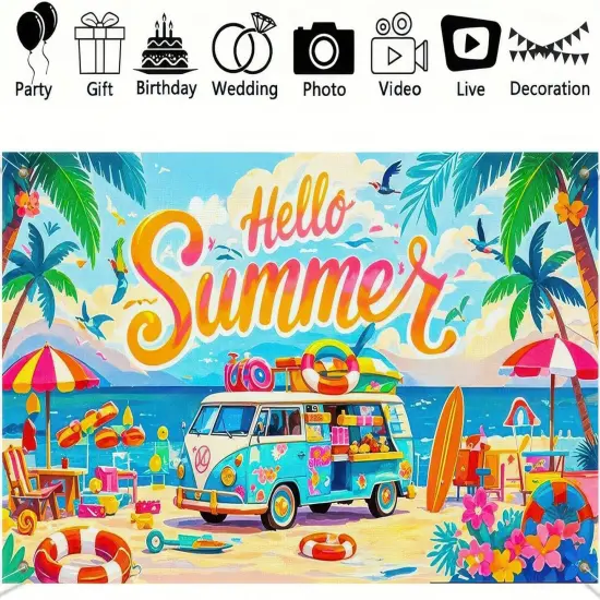 Summer Party Banner 71x43 Inches Multicolor Beach {3}