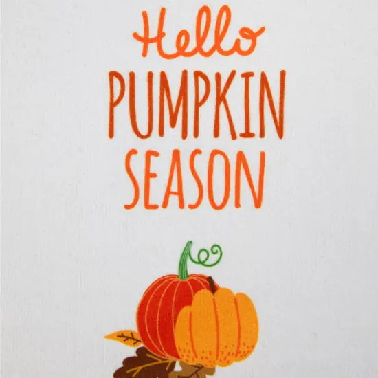 Northlight Hello Pumpkin Season and Plaid Fall Harvest Kitchen Tea Towels - 26" - Set of 2 White {5}