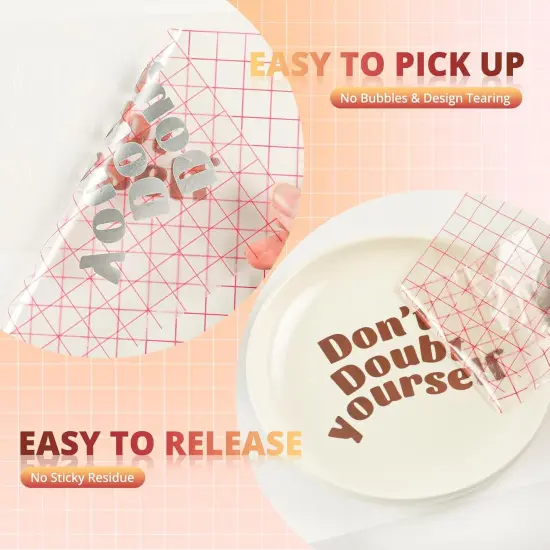 12 x 50 FT w/Alignment Grid Application Tape,Clear Vinyl Transfer Paper Tape Roll {5}