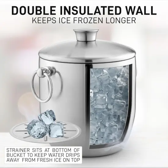 Kitchen Premium Stainless Steel Double-Wall Insulated Ice Bucket Kit {2}